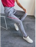 Light gray sweatpants with decorative zippers F191 - Online store - Boutique